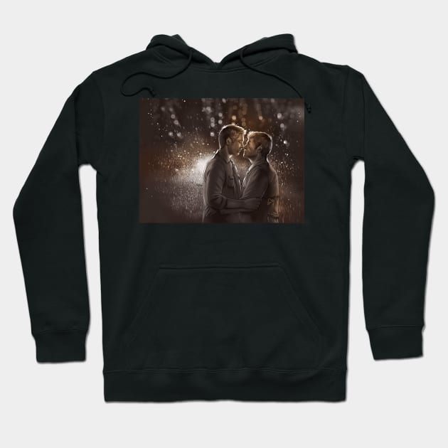 Destiel under the Rain Hoodie by GioGui